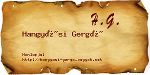 Hangyási Gergő névjegykártya